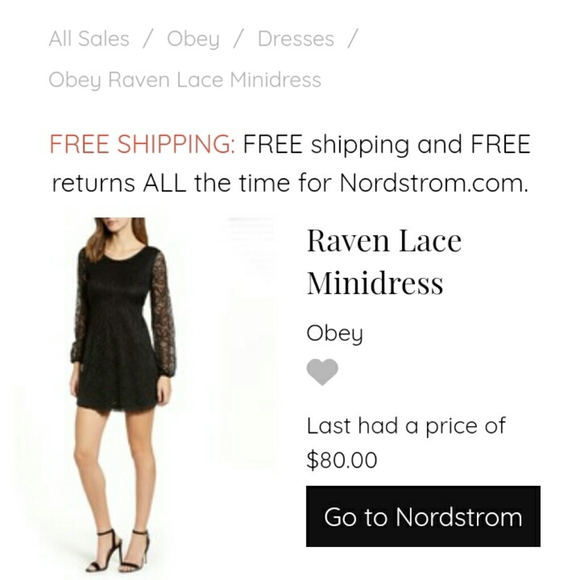 NWT Obey Black Raven Lace Dress US Size Large - Picture 4 of 7